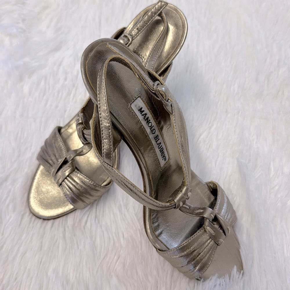 Manolo Blahnik Metallic Silver Heels